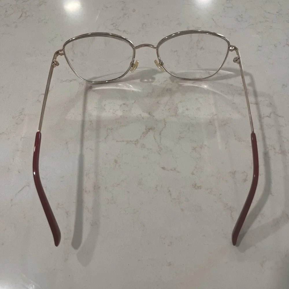 Oxford Lane Queensbury Eyeglass Frame Only Aviator Gold Color Burgundy 54 17 135